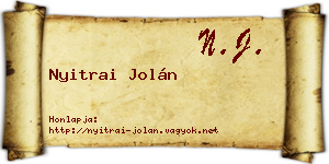 Nyitrai Jolán névjegykártya